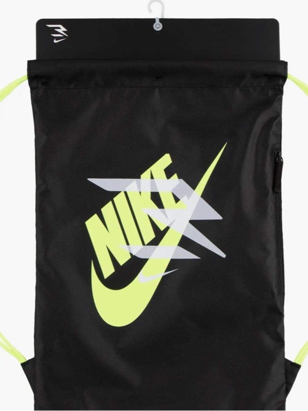 Nike Black Gym Sack with Neon Yellow Swoosh
